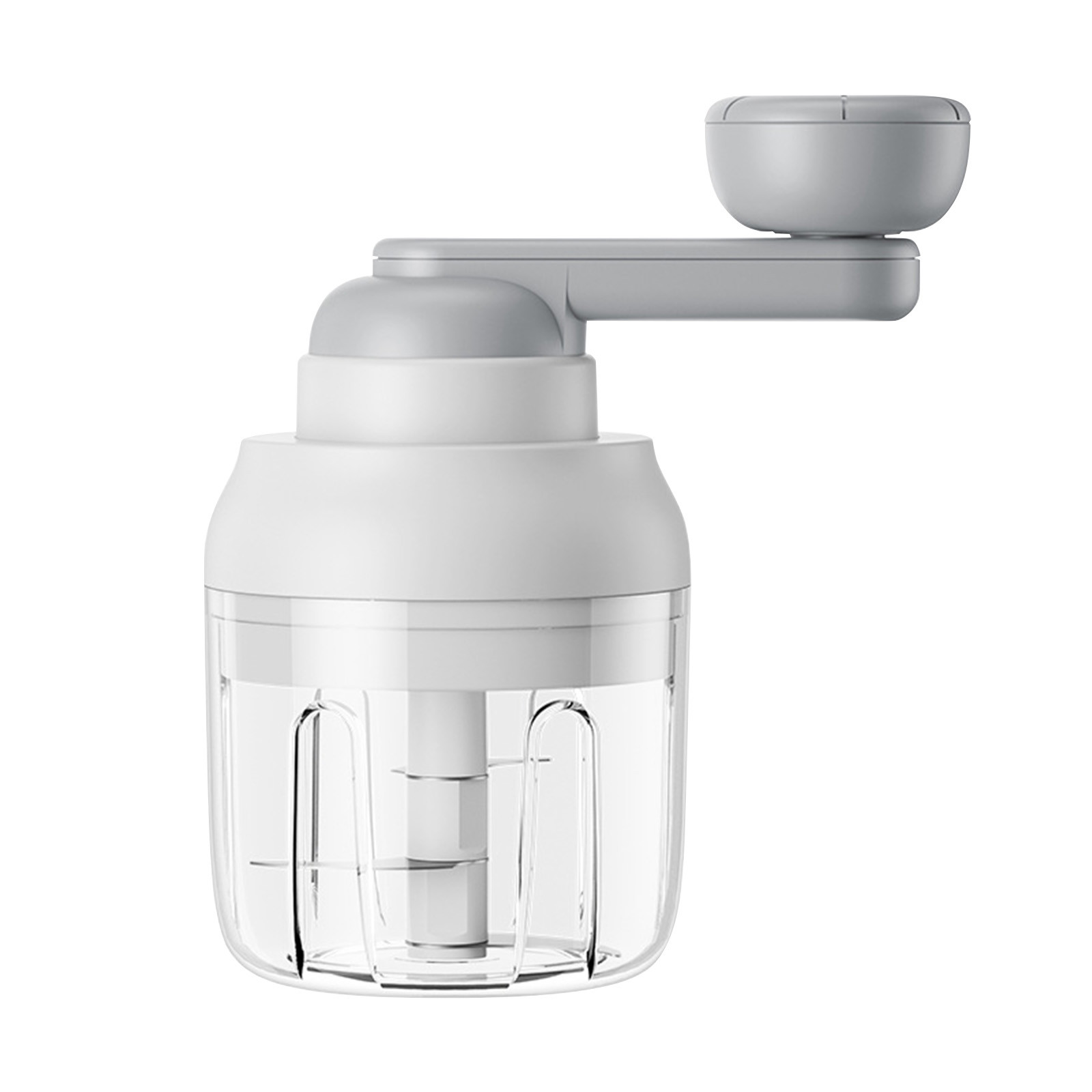 Kafsov ABS Manual Food Processor, Garlic Ginger Pepper Meat Crusher Vegetable Tools for Restaurant Baking and Cooking, Capacity 250ml White